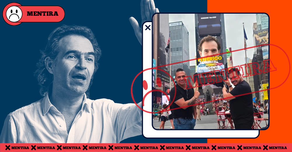 Imagen de publicidad de Federico Gutiérrez en Times Square es un montaje